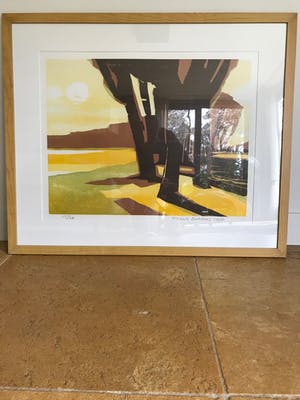 Frank Dekkers - houtsnede van landschap (mooi ingelijst) kopen? Bied vanaf 150!