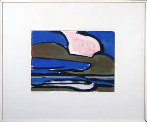 Paul Overhaus - Gouache op papier, Zonder titel - Ingelijst verkocht voor € 70!