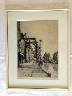 Hendrikus Roodenburg - Delftsche vaart - Rotterdam - Ets, Ingelijst kopen? Bied vanaf 50!