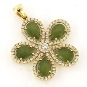 18k geelgouden hanger met mosagaat en briljant geslepen diamant 1.00ct kopen? Bied vanaf 1350!