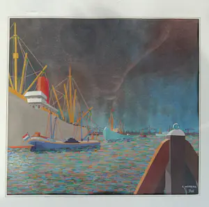 Cornelis Witters - Bedrijvigheid in de Rotterdamse haven kaufen? Bieten Sie von 150!