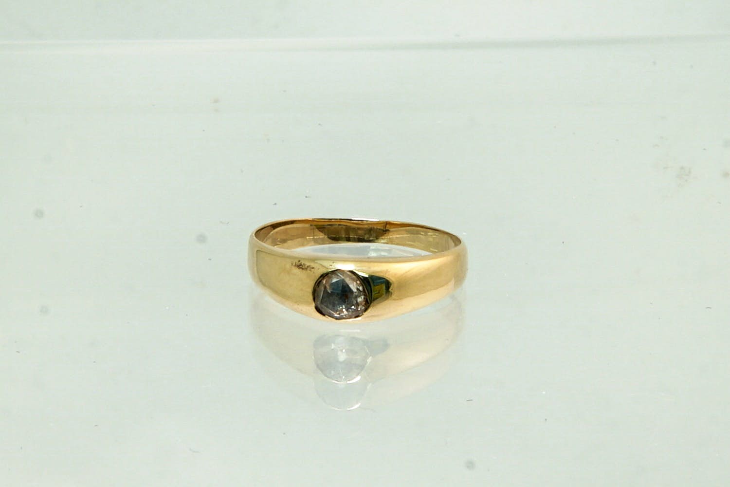 66 - Vintage14krt gouden solitair ring met ca 0.15ct roos geslepen diamant kopen? Bied vanaf 120!