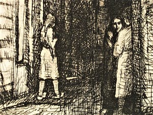 Albert Neuhuys - Langwerpige Ets uit 1935 "Prostituees aan de Schiedamschedijk Rotterdam" gesign. kopen? Bied vanaf 1!