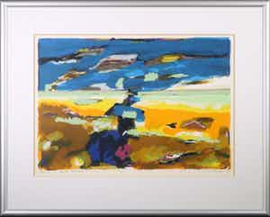 Willem Brauck - Zeefdruk, Terre rouge - Ingelijst verkocht voor € 40!