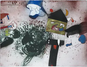 Michel van Overbeeke - Kleurenets met bladgoud, Story II - Ingelijst (Zeer groot) kopen? Bied vanaf 250!