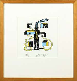 Hans Wap - Zeefdruk, Zonder titel - Ingelijst verkocht voor € 20!