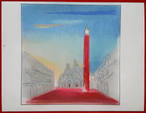 Jan van Goethem - San Marcoplein, Venetië, gemengde techniek op papier kopen? Bied vanaf 1!