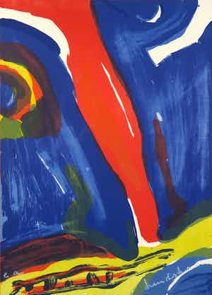 Bengt Lindstrom - Litho, Compositie met kop - Ingelijst verkocht voor € 150!