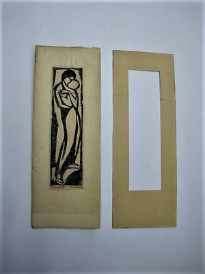 Henk Schuurman - Fraaie ca. 1930 kubistische Houtsnede - Moeder en kind - gesigneerd kopen? Bied vanaf 30!