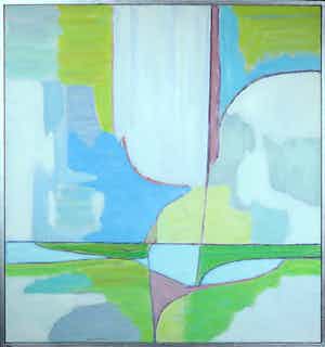 Paul Overhaus - Olieverf op doek, Land, lucht, water II - Ingelijst verkocht voor € 80!