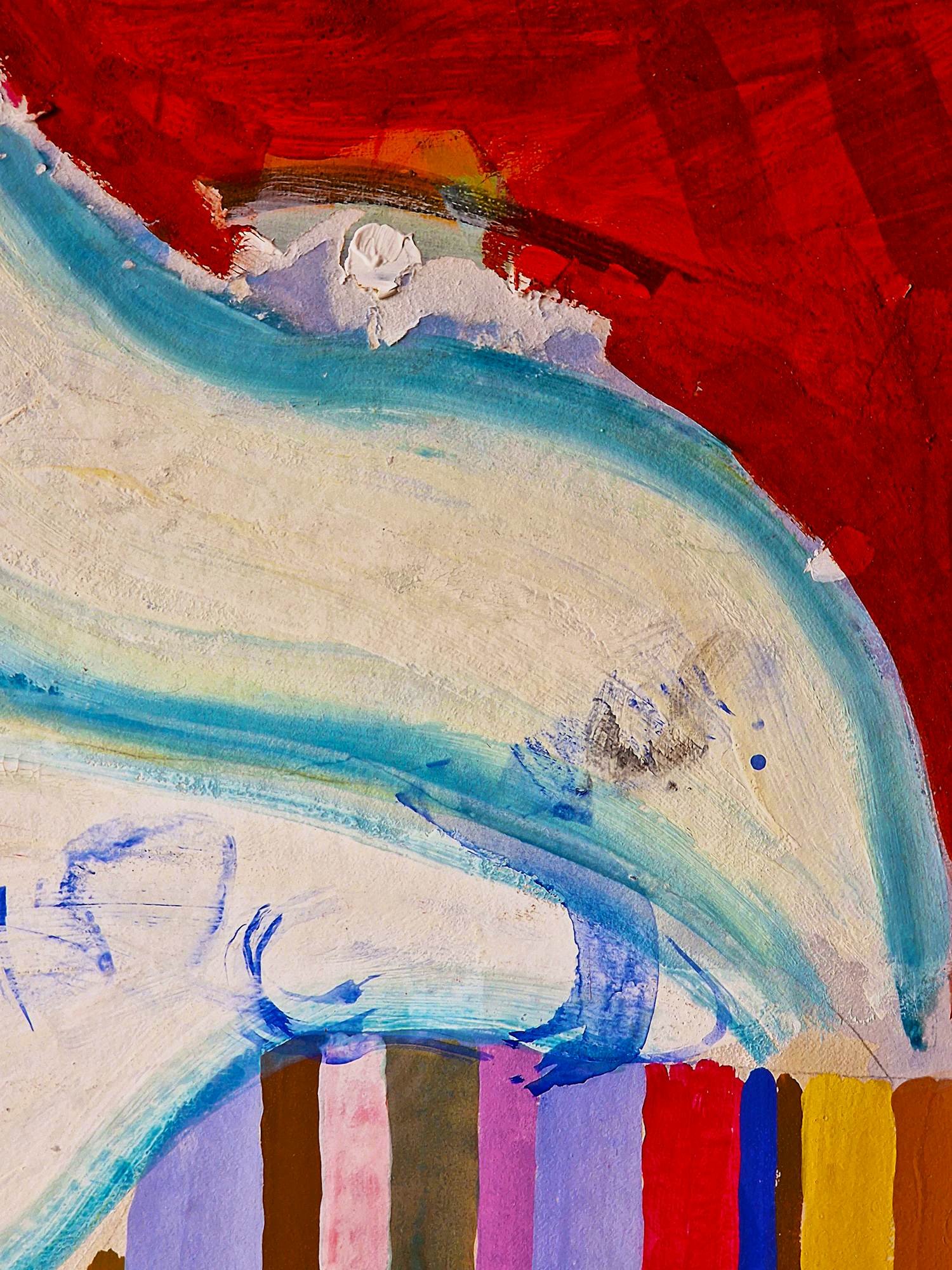 Henk Huig - 1962 - grote gemengde techniek - gespleten tong over schutting - in orig. lijst verkocht voor € 41!