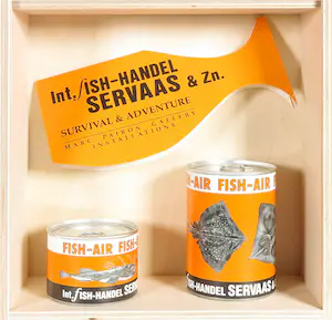 Servaas - Twee handgesigneerde blikjes en expositie uitnodiging, Fish-Air kopen? Bied vanaf 1!