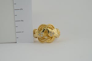 1574 - Surinaams 18 krt geel goud & diamanten mattenklopper ring - herenmodel kopen? Bied vanaf 650!