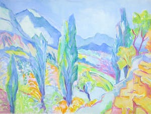 Joe Wols - Acryl op papier, Landschap kopen? Bied vanaf 1!