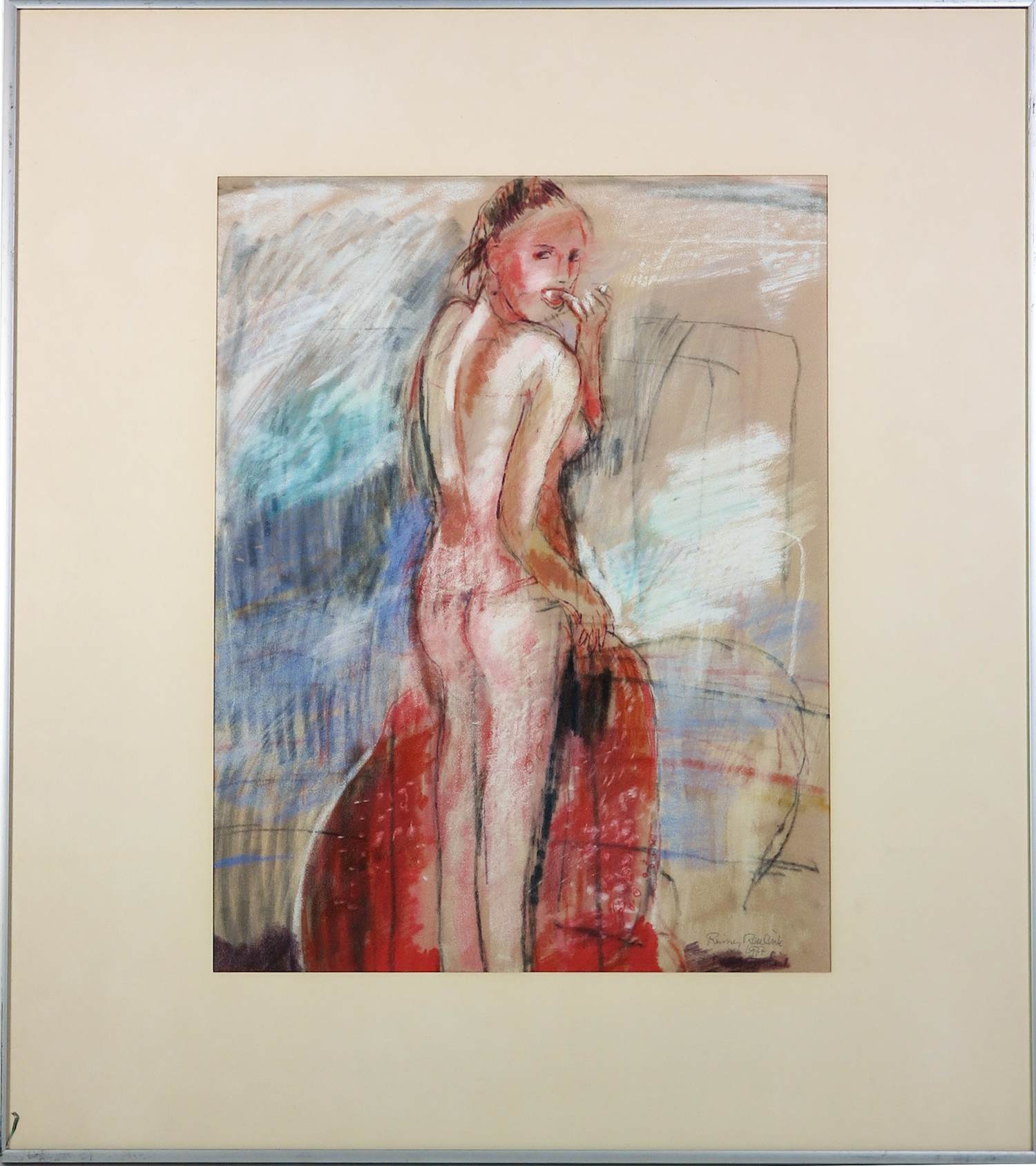 Rinny Reulink - Pastel op papier, Staand naakt - Ingelijst kopen? Bied vanaf 35!