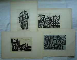 Frits Vanen - 4x Houtsnede , Holland Festival en Theater – 1961 – oplage 15 ex. kopen? Bied vanaf 50!