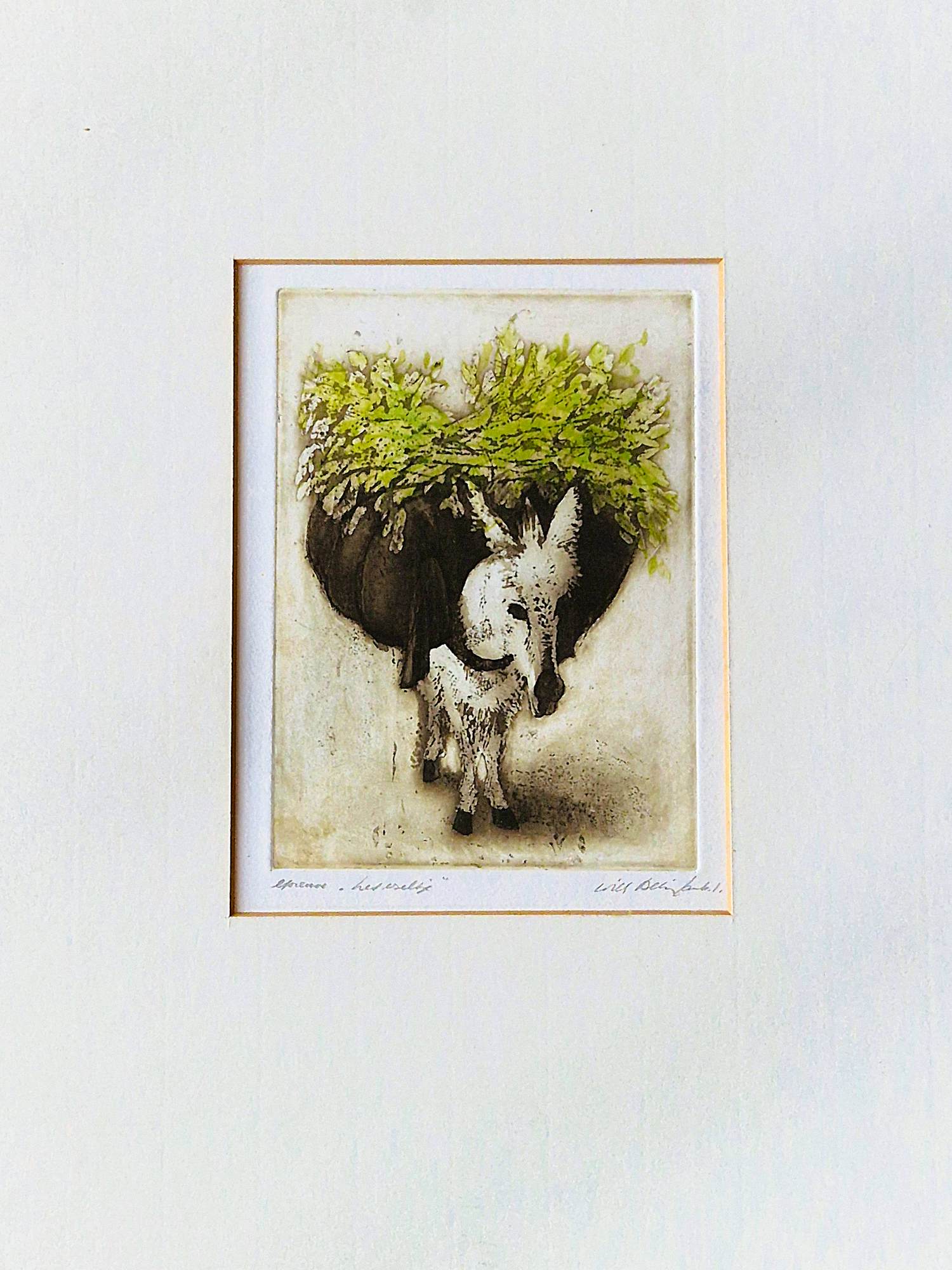 Willy Belinfante - Fraaie Epreuve d'Artiste kleuren ets "het ezeltje" - potloodgesigneerd kopen? Bied vanaf 48!