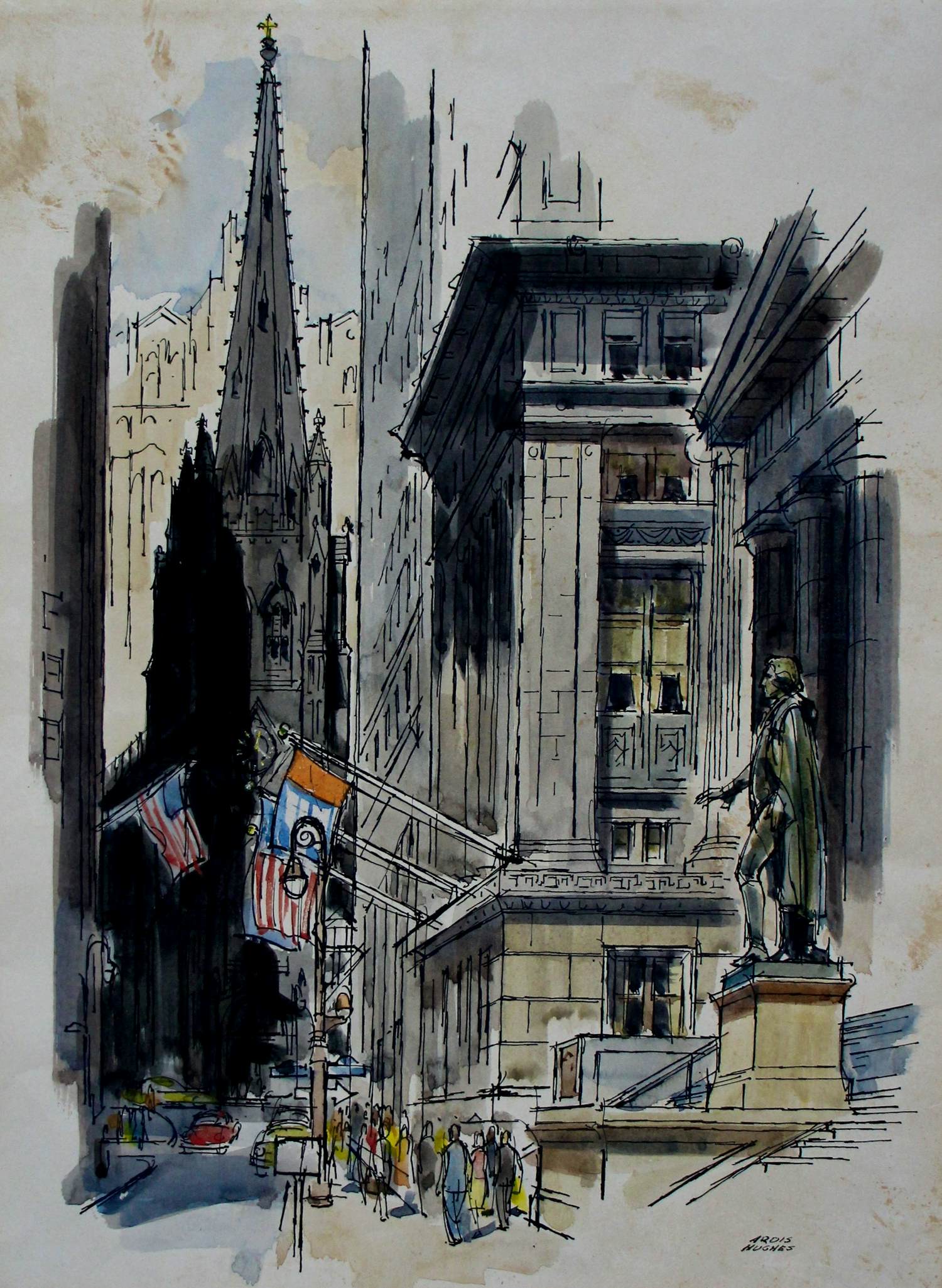 Ardis Hughes - Aquarel: Trinity Church kopen? Bied vanaf 100!