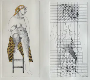 Aat Verhoog - handgesigneerd ets | 'Naakten' | 1984 kopen? Bied vanaf 75!