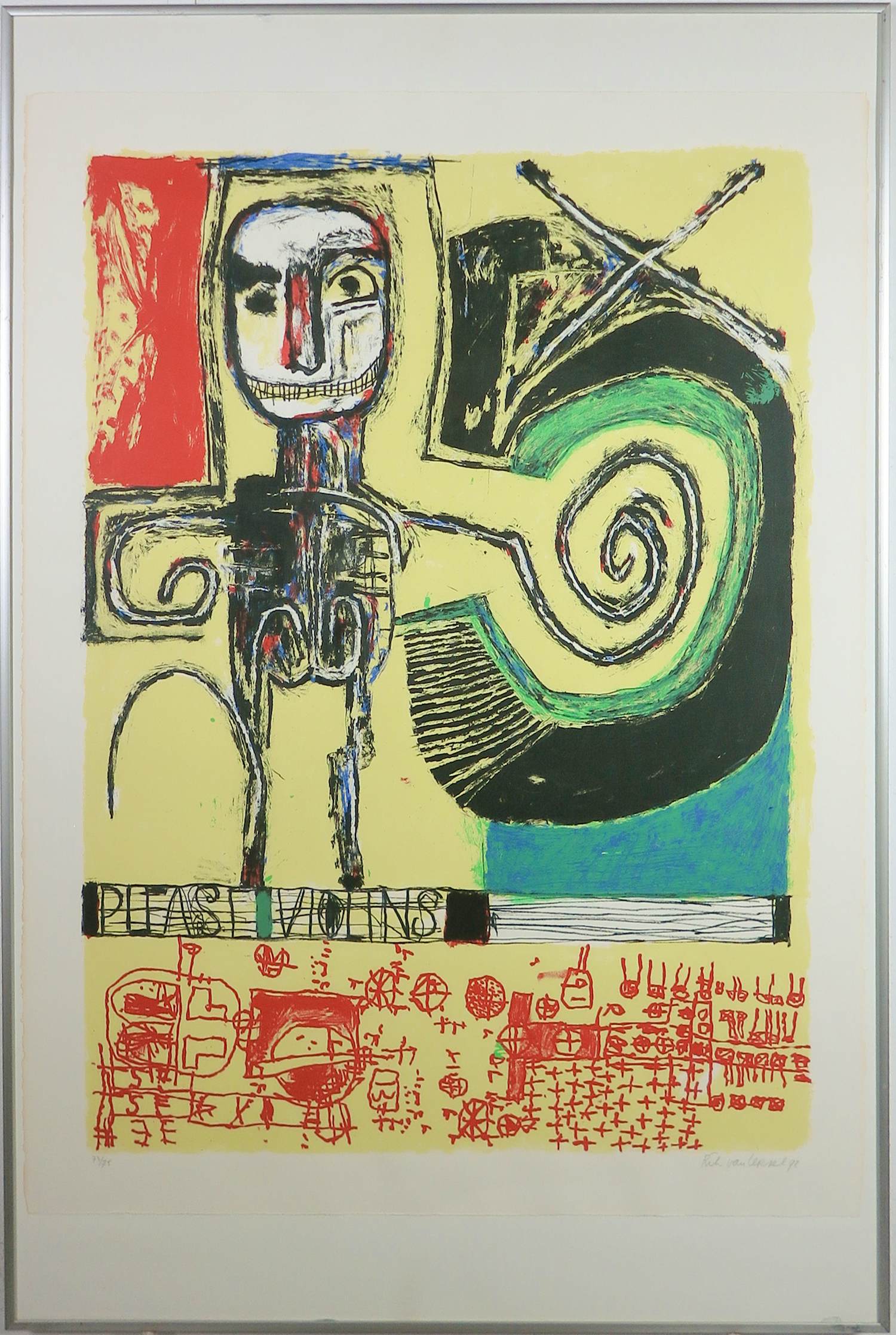 Rik van Iersel - Zeefdruk, Danse Macabe - Ingelijst kopen? Bied vanaf 50!