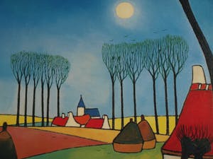 Toon Tieland - Handgesigneerde prent , “Volle Maan” - ingelijst – ca 1990 kopen? Bied vanaf 1!