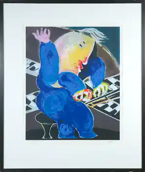 Juan Garcia Ripolles - Zeefdruk, Pianista - Ingelijst vendu pour 130€ !