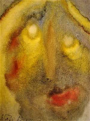 Gerard Schaperkotter - Intrigerend jaren 60 Abstract pointillistisch Aquarel - gesigneerd verkocht voor € 10!