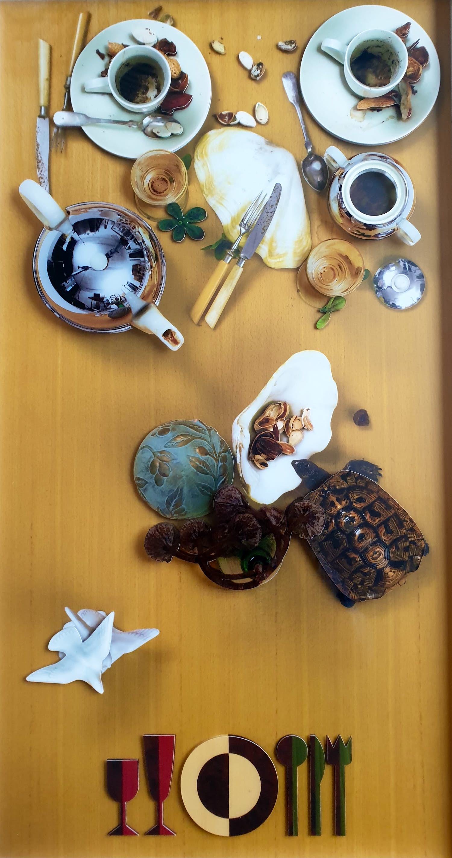 Daniel Spoerri - Die Hungrige Schildkröte - 2014 - Editie 50- Gesigneerd op achterzijde verkocht voor € 695!