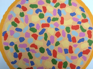 Niet of onleesbaar gesigneerd - Ronde abstracte voorstelling - zeefdruk op licht karton kopen? Bied vanaf 1!