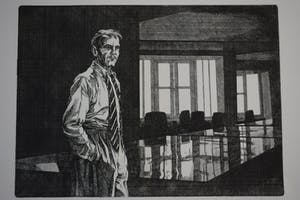 Ed van der Kooy - Ets - Lege Vergaderzaal kopen? Bied vanaf 50!