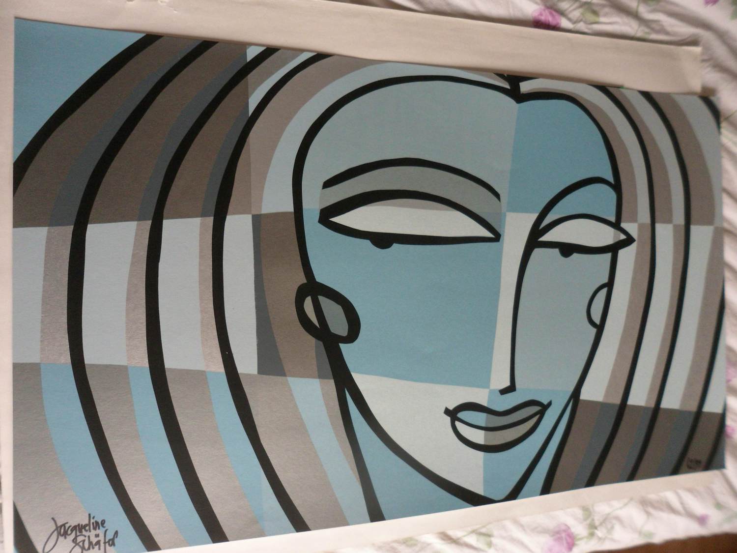 Jacqueline Schäfer - Kleurenzeefdruk HET GELUK IN ZILVER---zeer groot!! kopen? Bied vanaf 70!