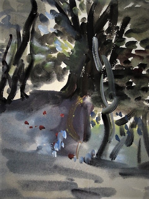 Hein Stork - Fascinerend impressionistisch Aquarel "Duin en bos landschap Noord-Holland"  kopen? Bied vanaf 570!