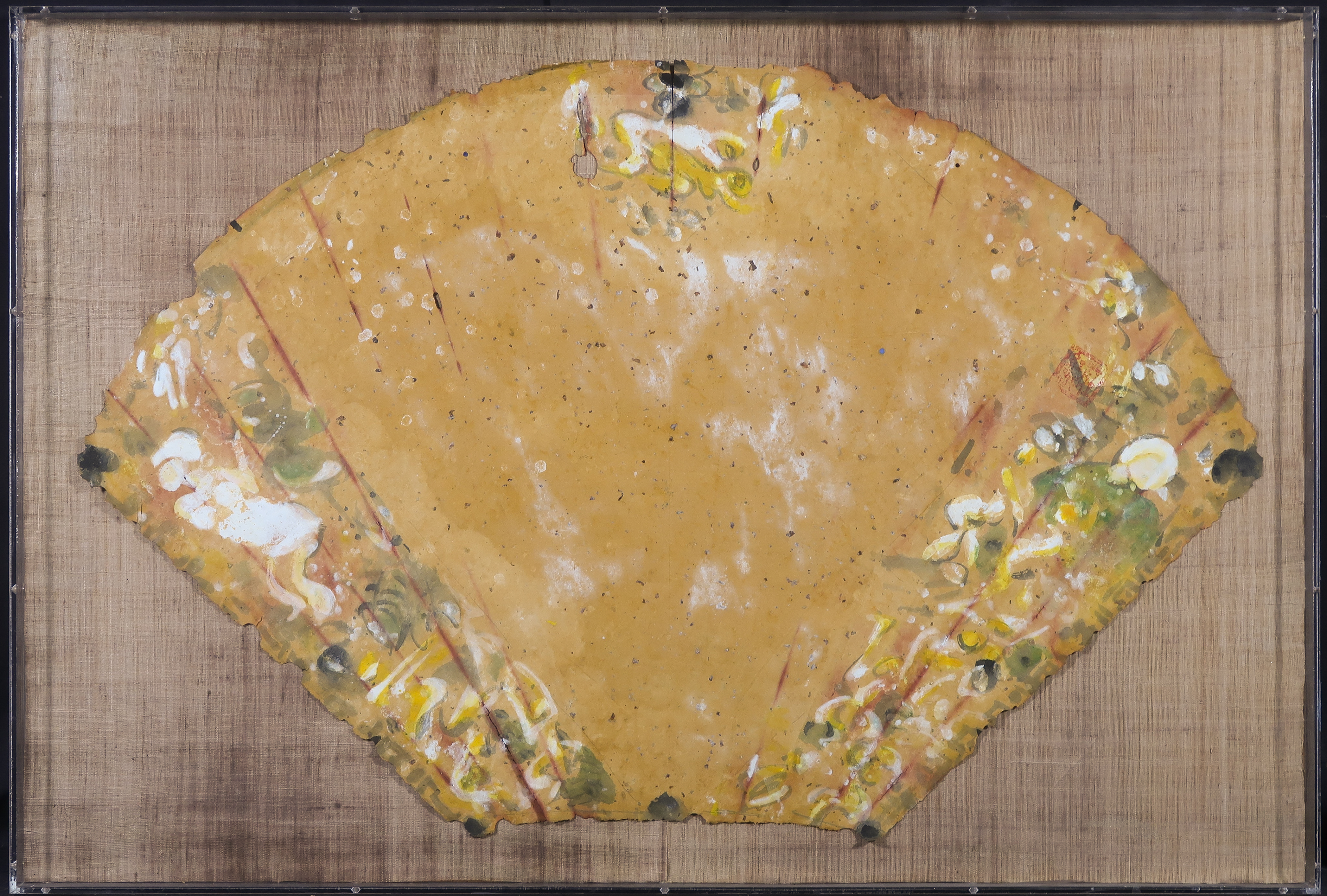 Niet of onleesbaar gesigneerd - Gouache op geschept papier, Waaier - Ingelijst verkocht voor € 1!