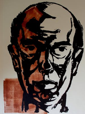 Jan Battermann - Linogravure: Zelfportret -1959 kopen? Bied vanaf 29!