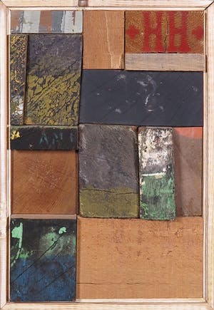 Christiaan Paul Damste - Collage van (beschilderd) hout, +HH+ - Ingelijst kopen? Bied vanaf 350!