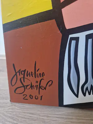 Jacqueline Schäfer - Vrouw aan tafel in geel kopen? Bied vanaf 300!