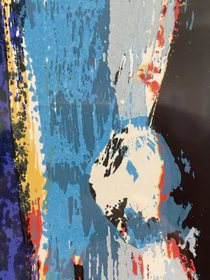 Piet Warffemius - "La Luna" kleurrijke grote abstracte zeefdruk in lijst, 1980s kopen? Bied vanaf 25!