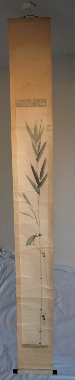 Niet of onleesbaar gesigneerd - Japanse of Chinese scroll, “Kleine vogel” - Aquarelverf op papier, 19e Eeuw kopen? Bied vanaf 10!