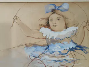 Heidi Daamen - gemengde techniek (gouache, pastel e.a.) 1970 - "meisje met springtouw" ges. kopen? Bied vanaf 62!