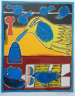 Corneille - Kleurrijke zeefdruk " Iza II " uit 2001 verkocht voor € 180!