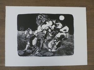 Henri de Haas - litho: vrouw met hond - 1967 kopen? Bied vanaf 35!