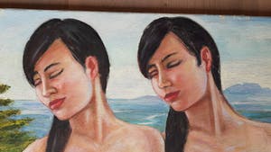 Denny Jacobs - acryl op doek, naakte tweeling - gesigneerd en '10 kopen? Bied vanaf 99!