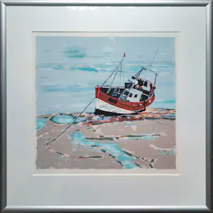 AcheterJoop Stigter - Drooggevallen Vissersboot - ingelijst - 25837? Enchérissez de 75!