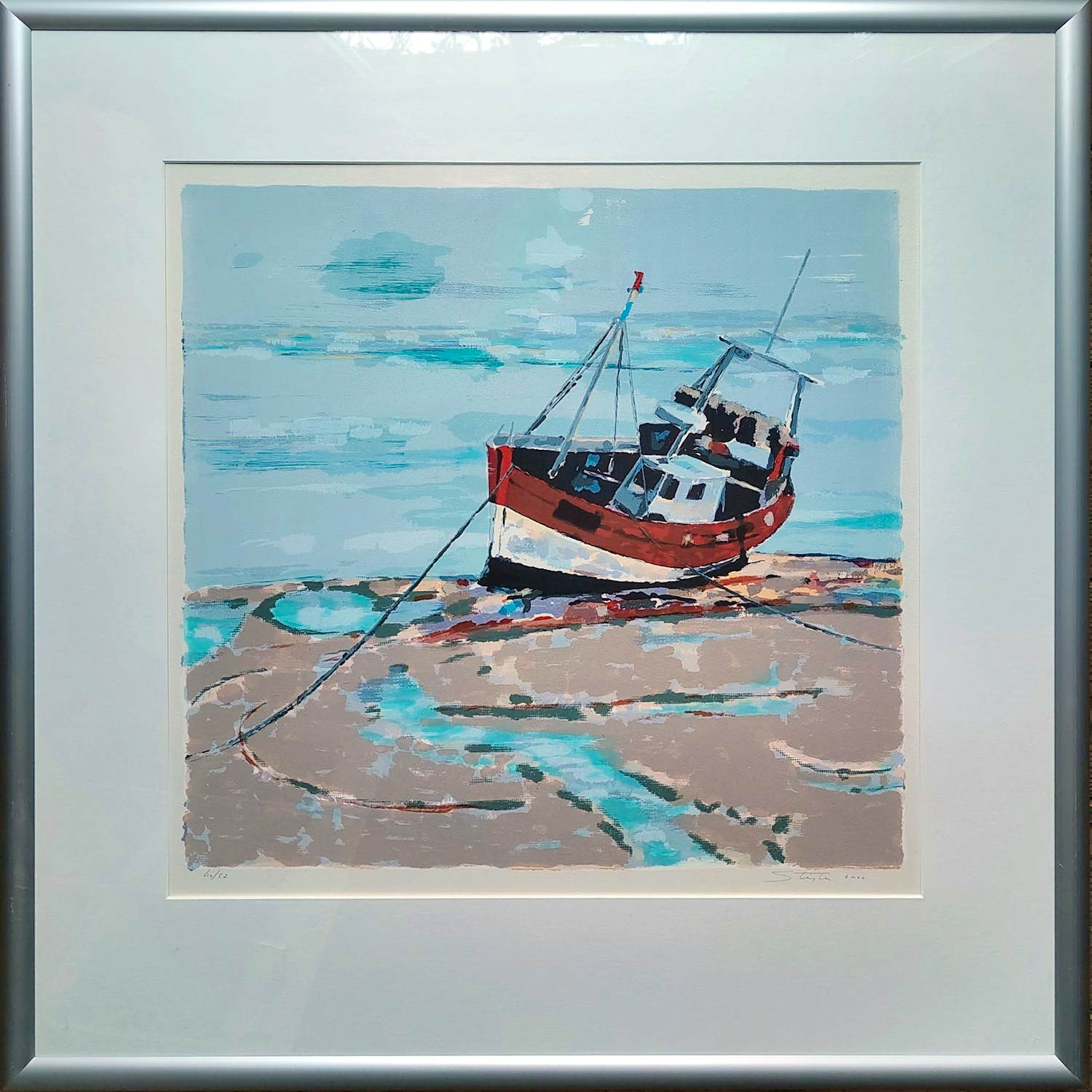 Joop Stigter - Drooggevallen Vissersboot - ingelijst - 25837 kopen? Bied vanaf 95!