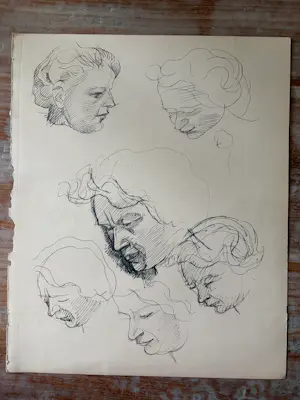 Herman Bieling - Tekening/studietekening Boom met voederhuisje, tekening verso kopen? Bied vanaf 40!