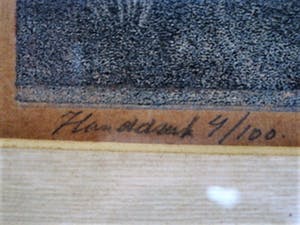 Johanna van Deventer - omstreeks 1920 - Houtsnede/Handdruk - Boerderij bij schemering - gesigneerd kopen? Bied vanaf 5!