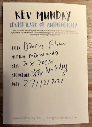 Kev Munday - Kev Munday schilderij – Dancing Flower – Origineel & gesigneerd – Met COA kopen? Bied vanaf 400!