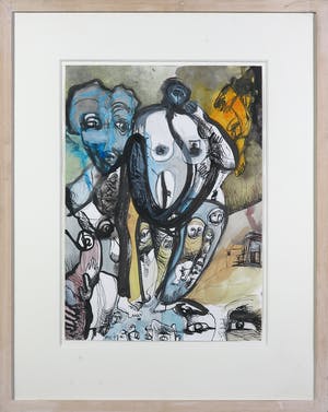 Rachid Ben Ali - Inkt en gouache op papier, Zonder titel - Ingelijst kopen? Bied vanaf 200!