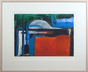 Theo Kuijpers - Litho, Zonder titel (groen/rood) - Ingelijst verkocht voor € 40!