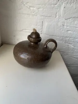 Rudi Stahl - Vintage olielampje, bruin keramiek, 1960 kopen? Bied vanaf 45!